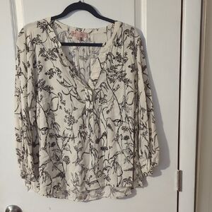 Philosophy Black and White 3/4 Sleeve Relaxed Blouse